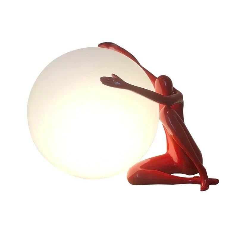 Modern Nordic Art Floor Lamp Abstract Decoration Of Human Figure Holding Ball Vertical Lamp Creative Figure Sculpture Decorative