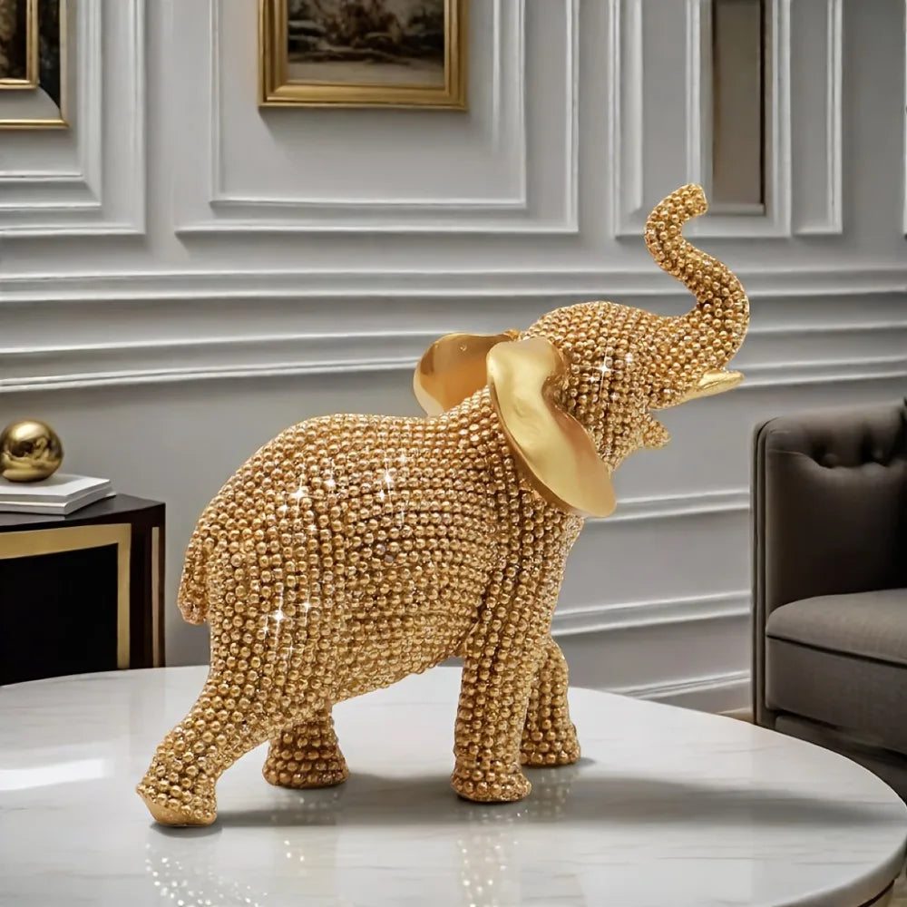 Golden Fortune Elephant Figurine