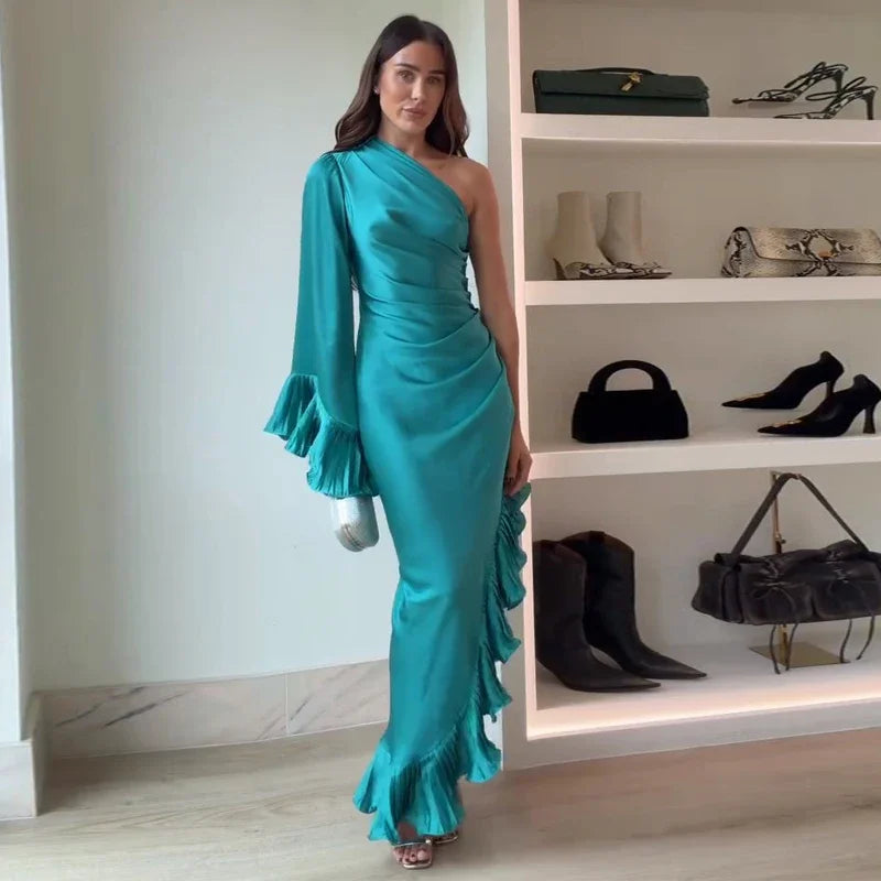 Azure Drape Asymmetrical Gown