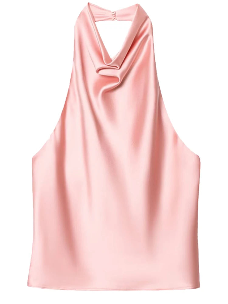 Satin Glow Halter Corset Top