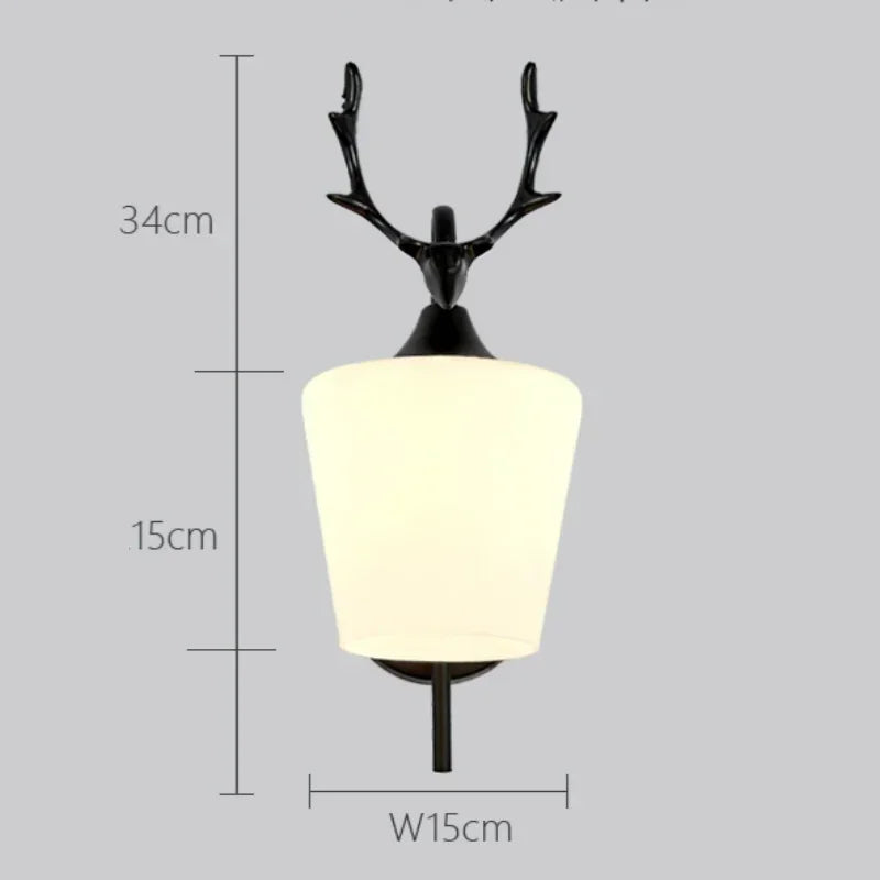 Modern LED Wall Light Nordic Creative E27 Deer Head Iron Art Decorative Light Living Room Bedroom Bedside Corridor Home Light