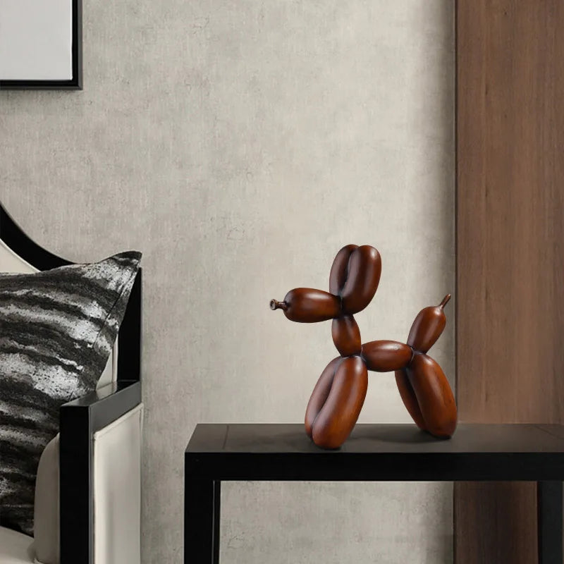 Walnut Aura Balloon Dog Sculpture