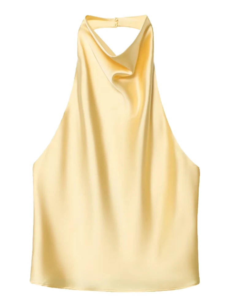 Satin Glow Halter Corset Top