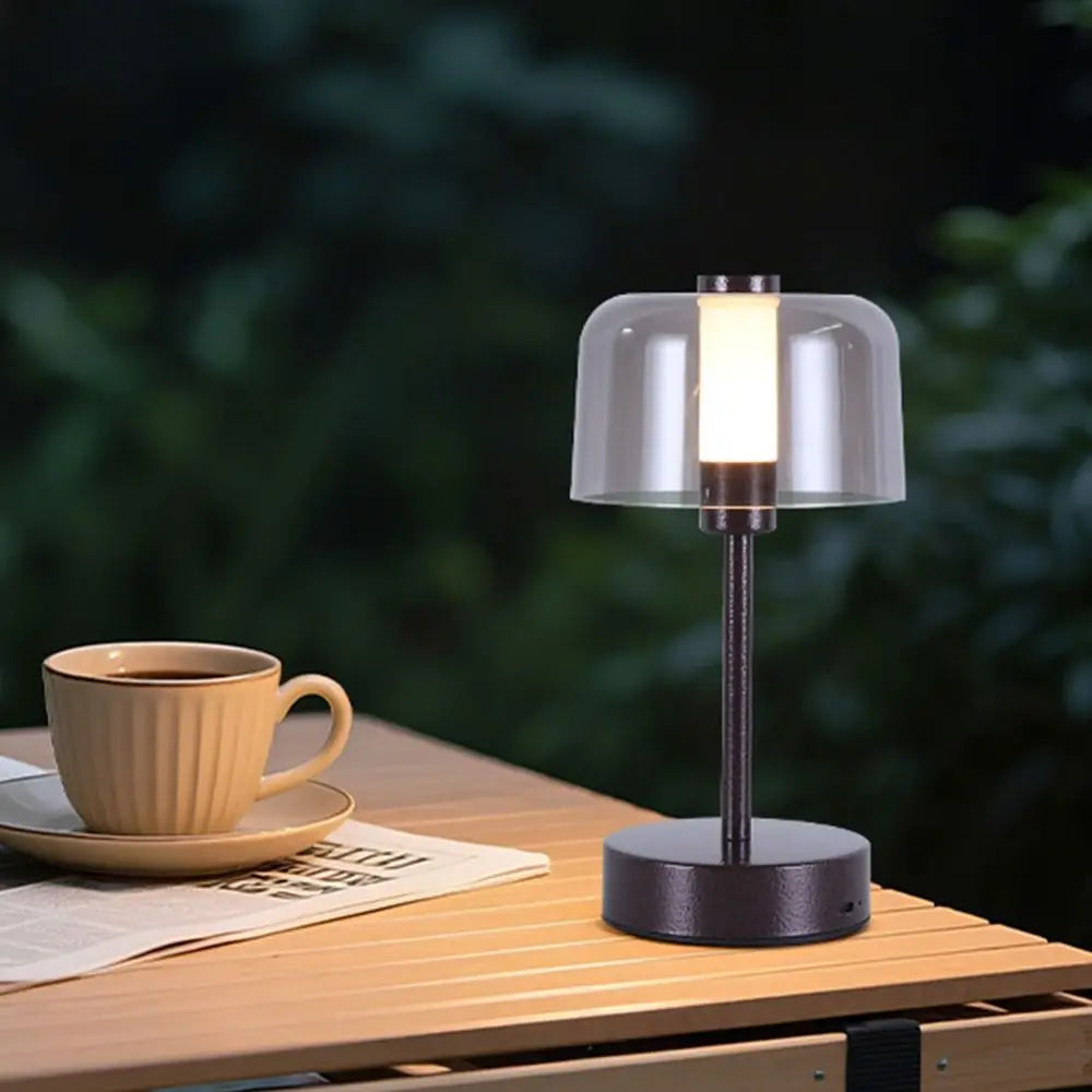 Wireless Metal Retro LED Table Lamp Touch Sensor Dimmable USB Rechargeable Cordless Reading Night Light for Home Bedroom Decor