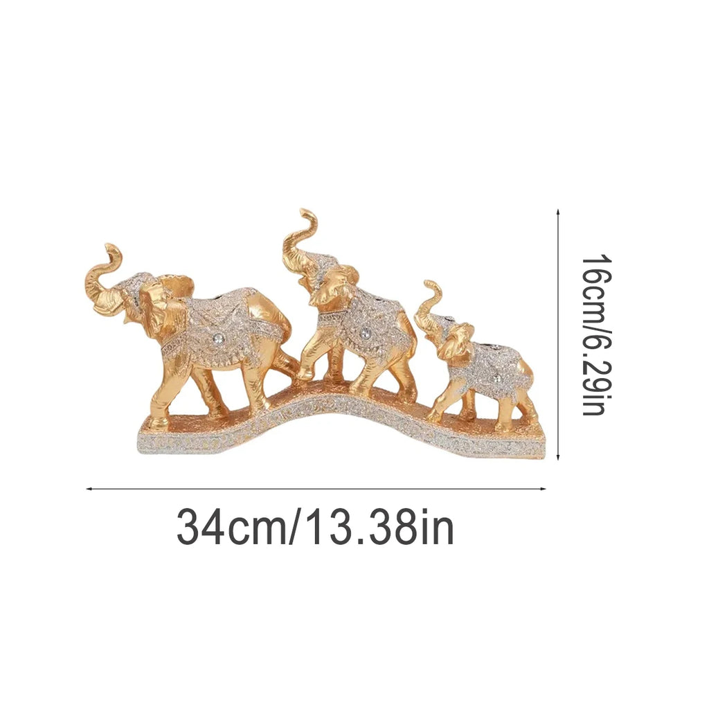 Golden Harmony Elephant Trio Sculpture