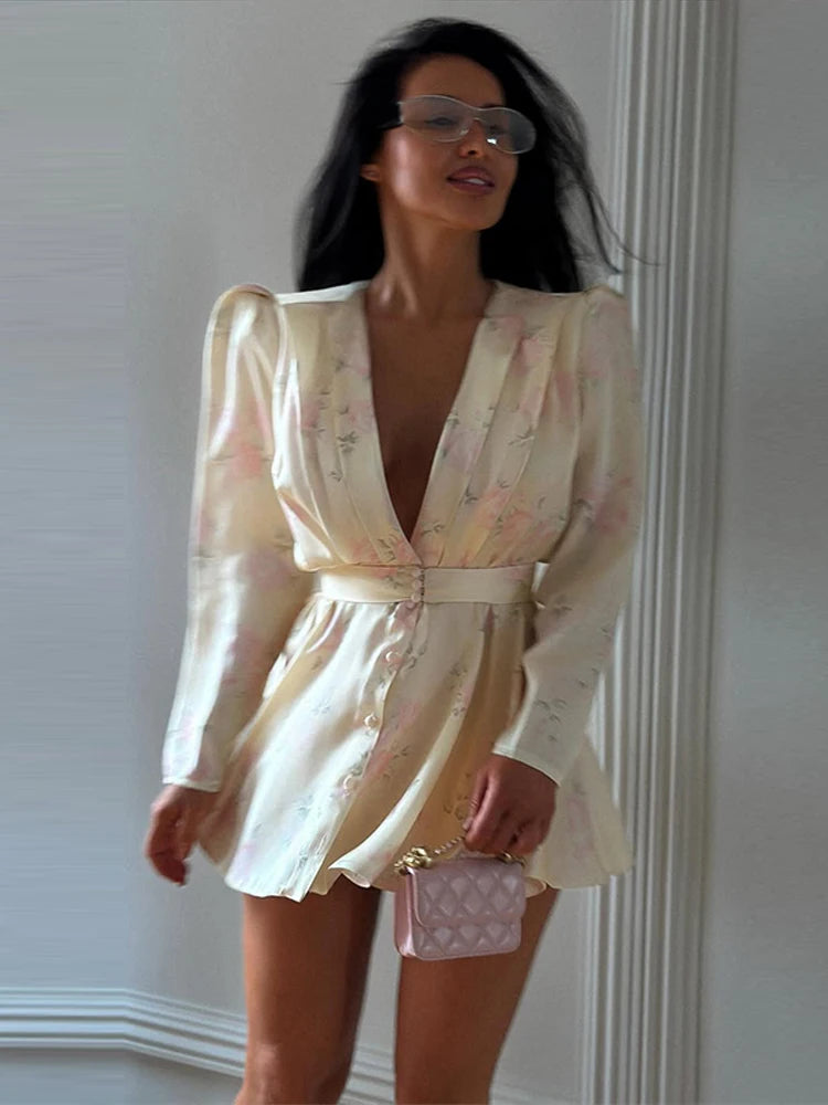 Elegant Printed Women's Dress Full Sleeve