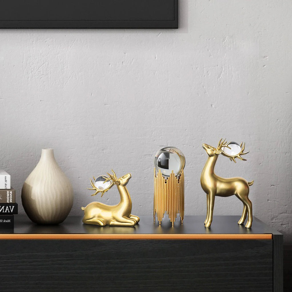 Golden Grace Deer Crystal Sculpture