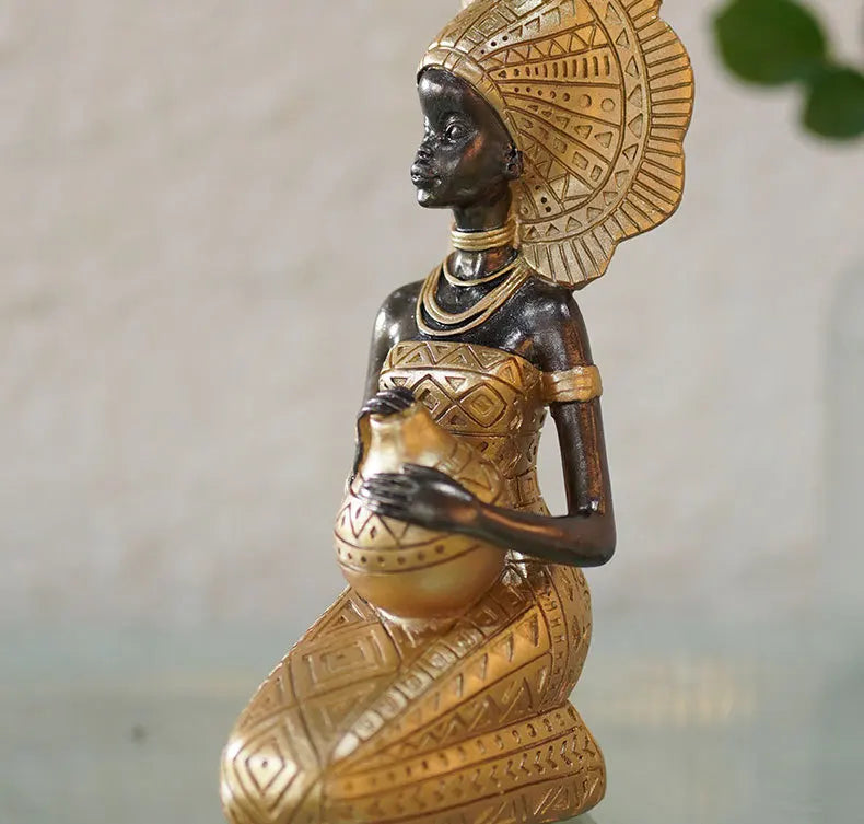 Golden Heritage Tribal Lady Sculpture