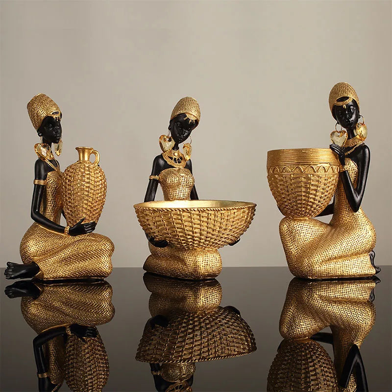 Golden Grace African Lady Sculpture