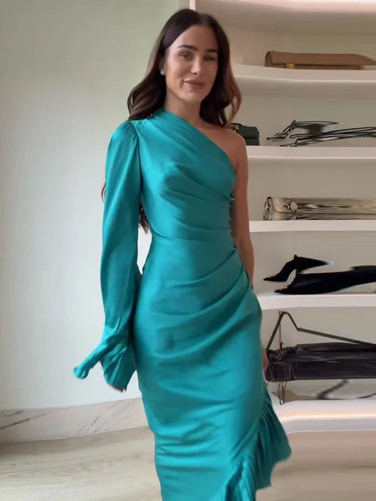 Azure Drape Asymmetrical Gown