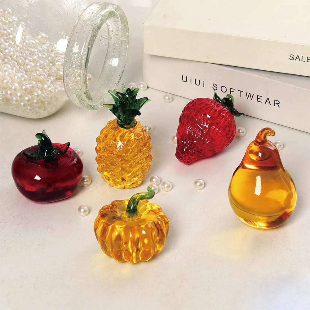 fruit Paperweight with Diamond Natural Stone