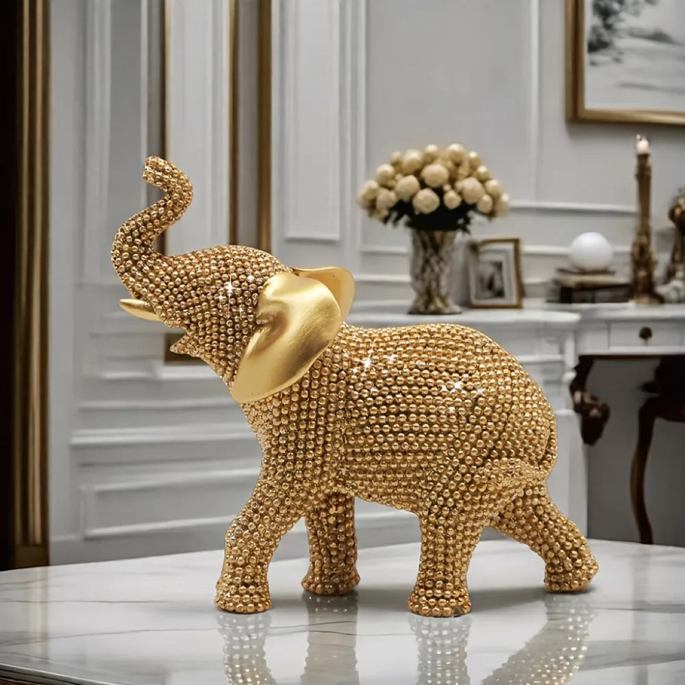 Golden Fortune Elephant Figurine