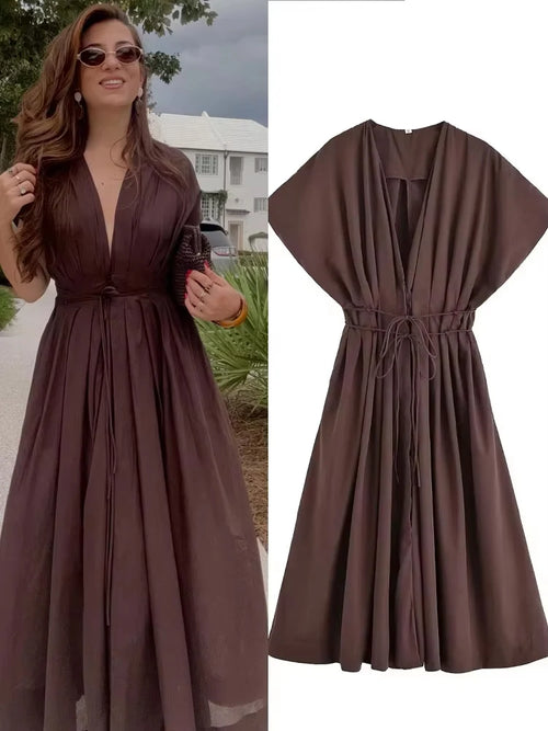Aurelia V-Neck Midi Dress