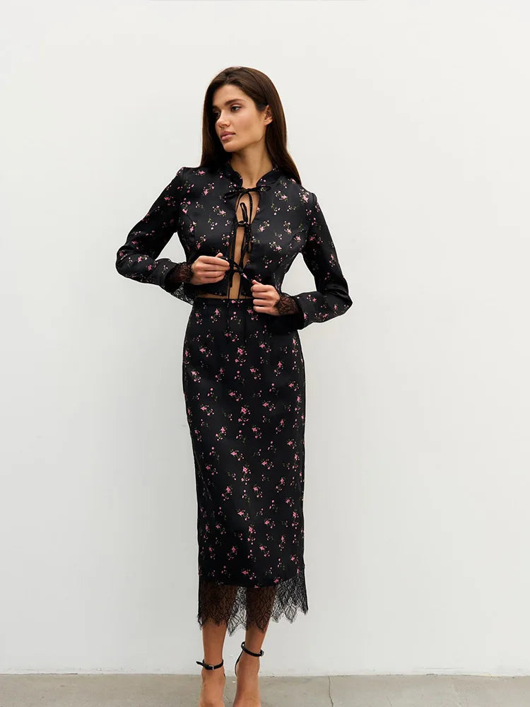 CNYISHE Prints Suits 2-Pieces(Tops+Skirts)