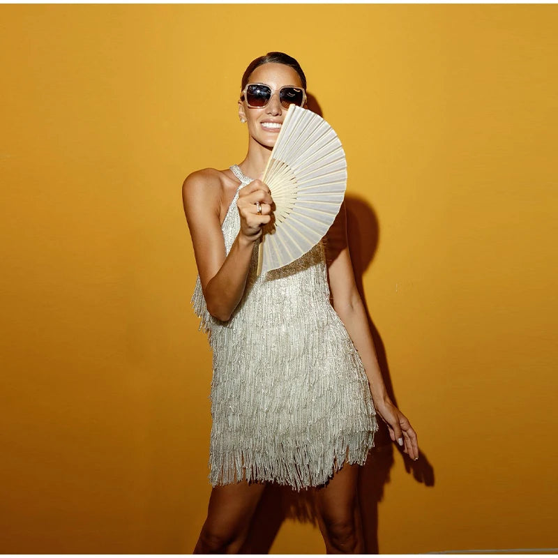 Luna Sequin Halter Dress