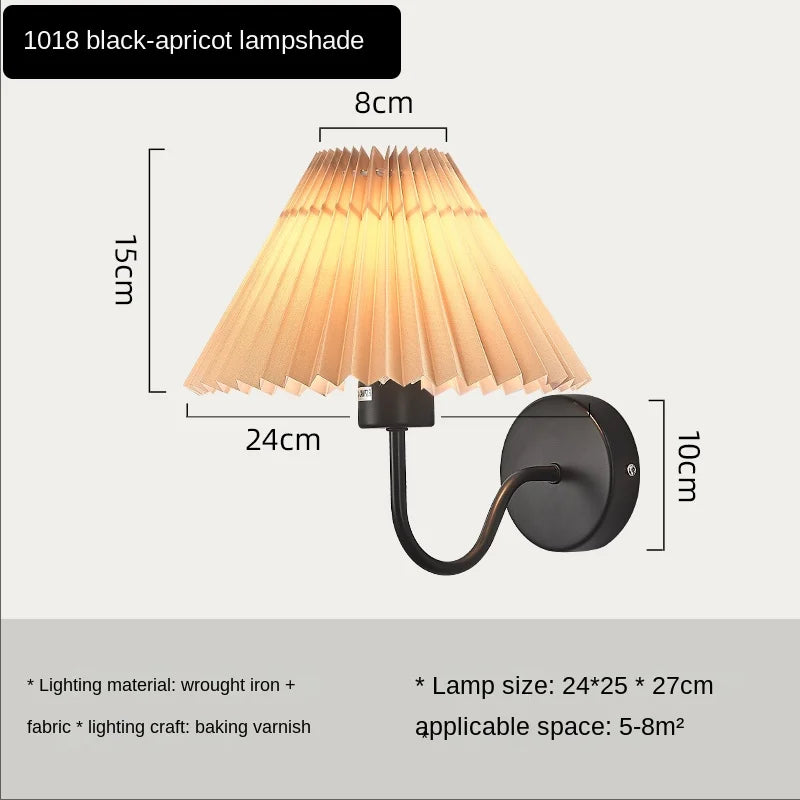 Nordic Retro Creative Wall Lamp Fan Shaped Pleated Design Suitable For Living Room Bedroom Bedside Indoor Home Decor Lighting