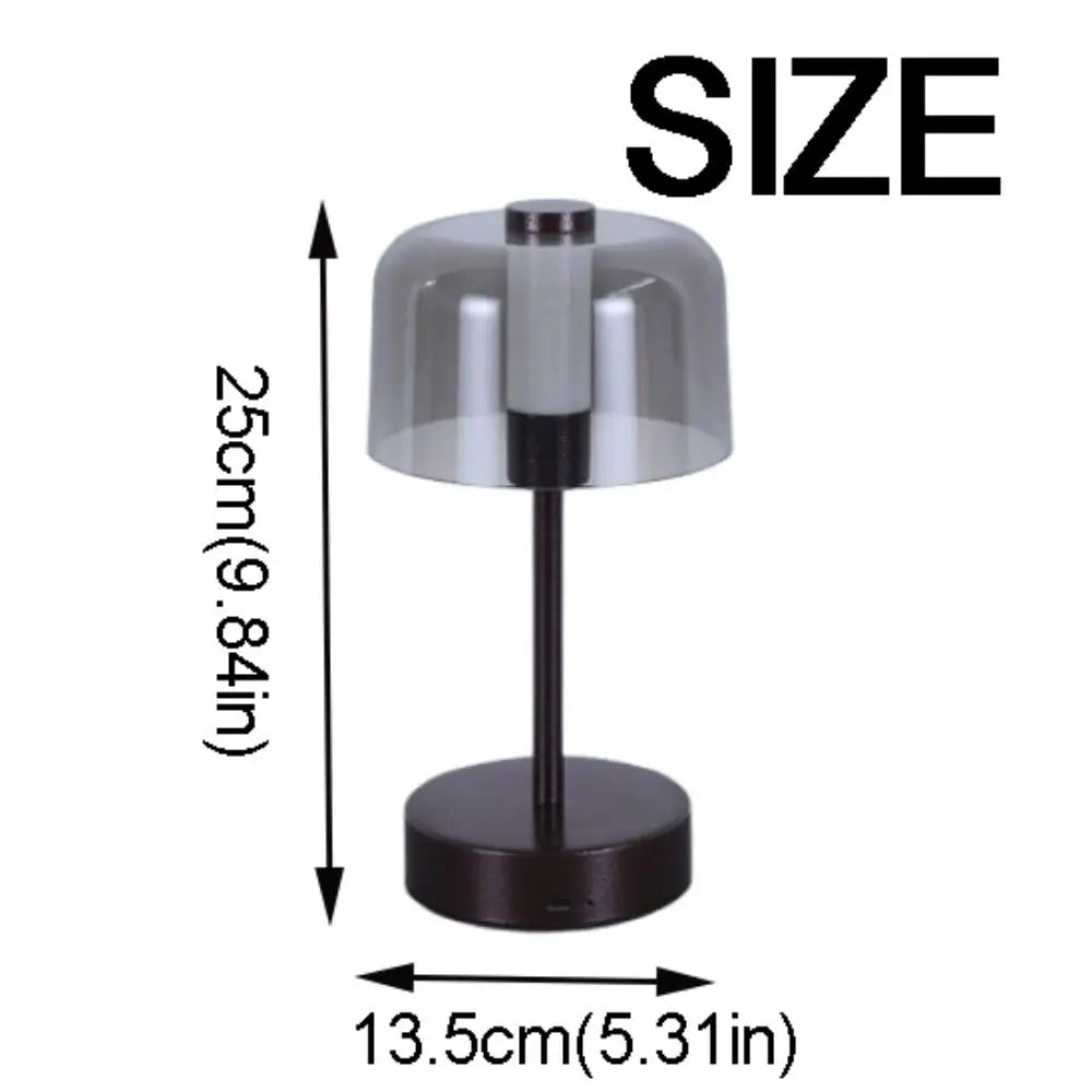 Wireless Metal Retro LED Table Lamp Touch Sensor Dimmable USB Rechargeable Cordless Reading Night Light for Home Bedroom Decor