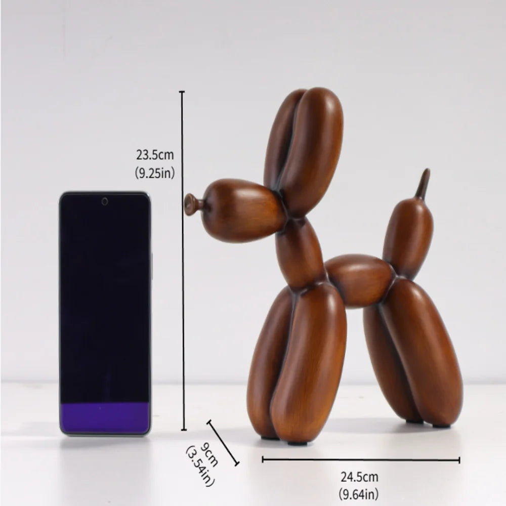 Walnut Aura Balloon Dog Sculpture