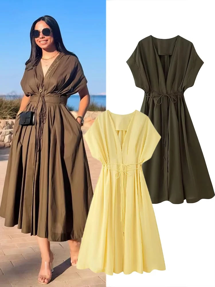 Aurelia V-Neck Midi Dress