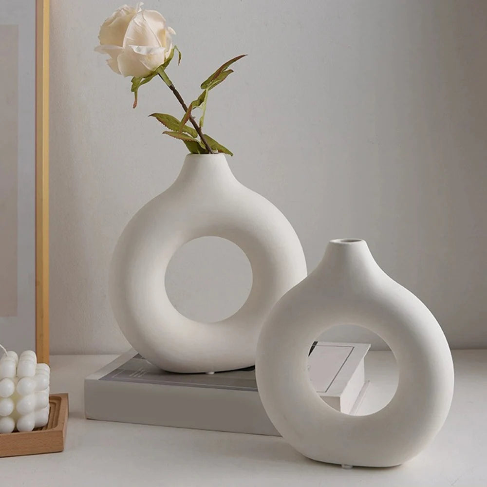 Nordic Hollow Circle Ceramic Vase