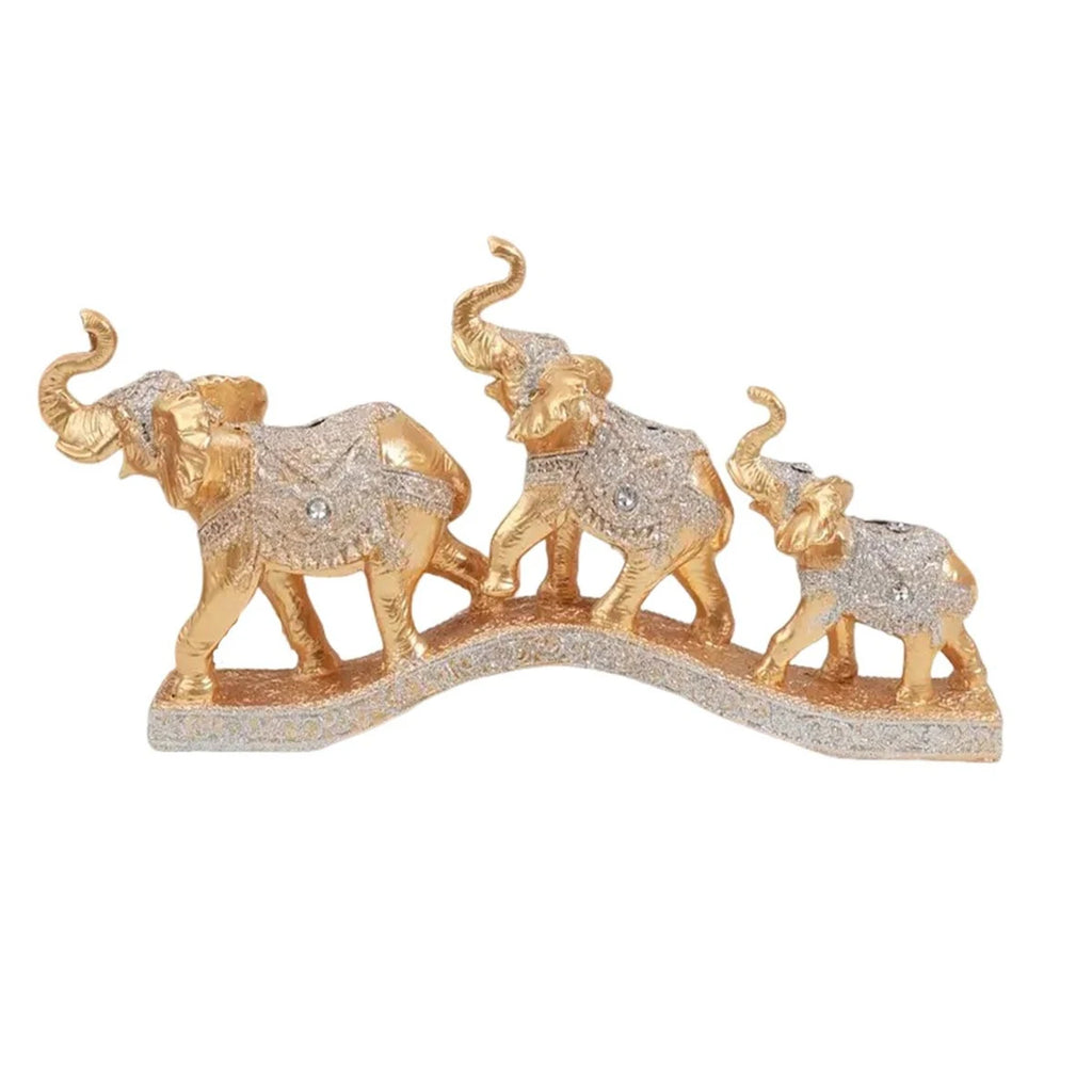 Golden Harmony Elephant Trio Sculpture