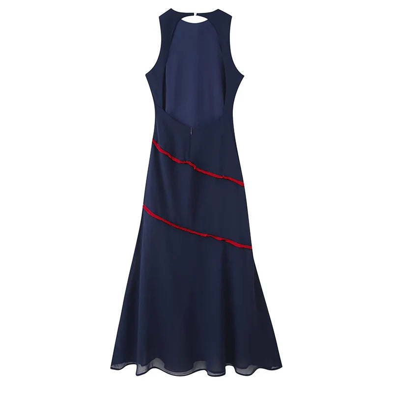 Azure Breeze Backless Maxi Dress