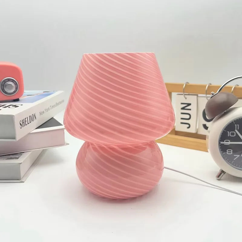 مصباح طاولة زجاجي LED على شكل فطر، يعتم USB للمنزل، مكتب الدراسة، إضاءة جوية، غرفة نوم، بجانب السرير، ديكور، مصباح ليلي، مصباح طاولة