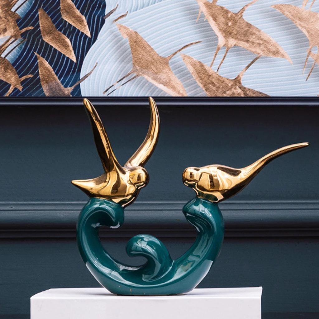 Nordic Lovebirds Ceramic Sculpture