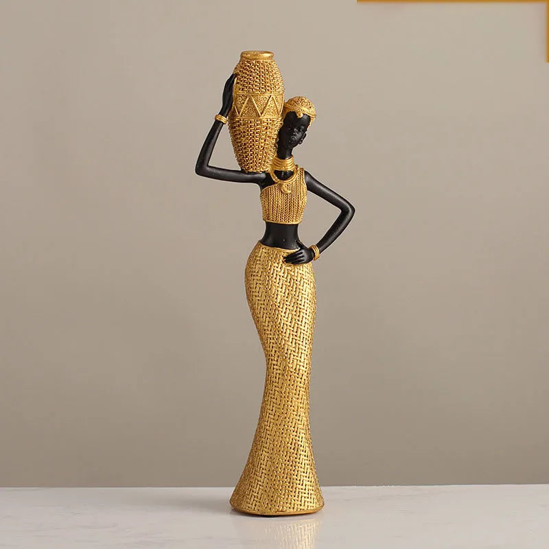 Golden Grace African Lady Sculpture