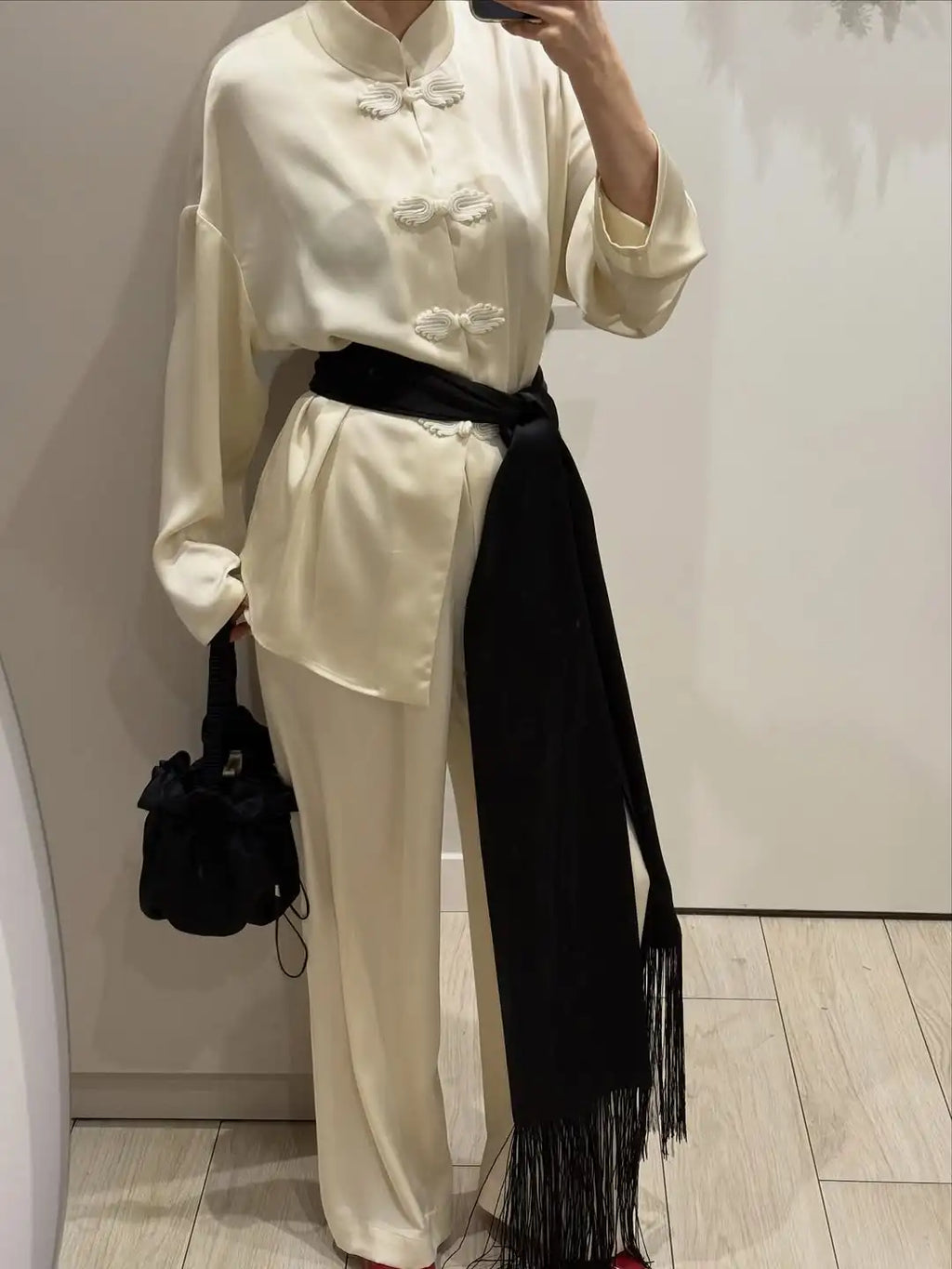 Silken Fringe Waist Scarf
