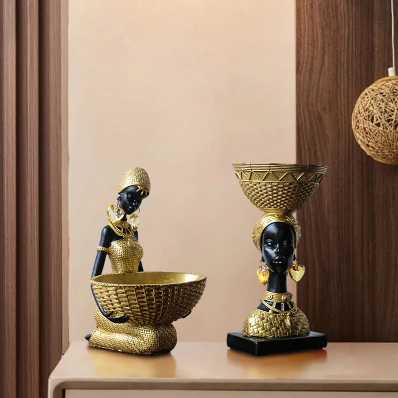 Golden Grace African Lady Sculpture