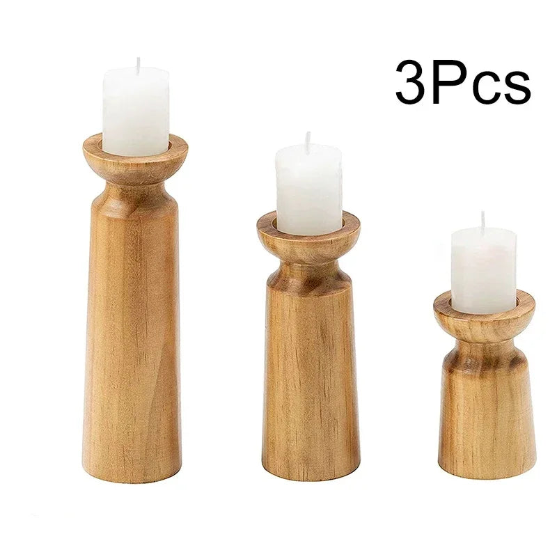 Nordic Glow Wooden Candle Trio Set