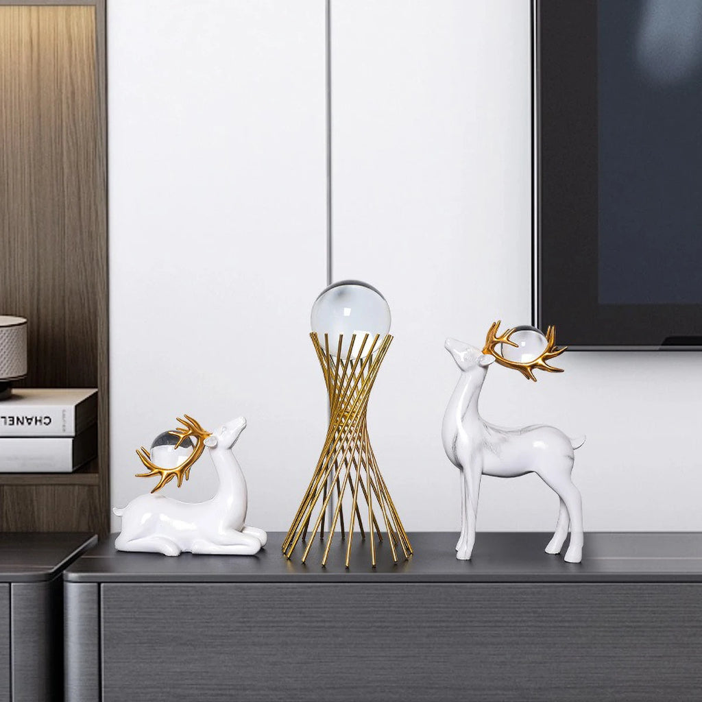 Golden Grace Deer Crystal Sculpture
