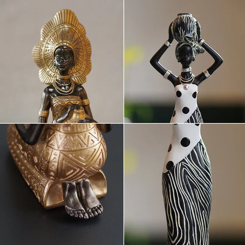 Golden Heritage Tribal Lady Sculpture