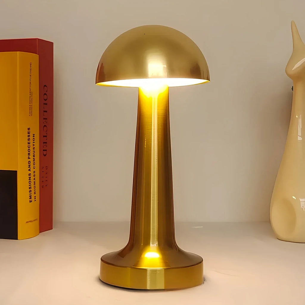 USB Touch Three-Color Gold Mushroom LED Night Light Eye-Protection Bedside Lamp Warm Ambient Soft Light for Bedroom